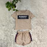 Casual Printed Letter Short Sleeve Shorts Set