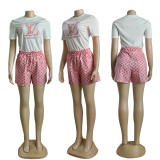 Summer New Embroidery Printed Short Sleeve Shorts Sportswear 2 Piece