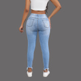 Women Ripped Jeans Slim Stretch Distressed Destroyed Retro Denim Pants