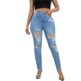 Skinny Ripped Trousers Sexy High Waist Jeans for Women