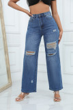 Women's Sexy Denim Trousers Street High-Rise Ripped Washed Jeans