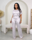 Womens Sparkly Sequin Outfits 2 Piece Tracksuit Glitter Straight Pants Set