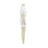 Women 2 Piece Set Outfits Ruched Tracksuit Mini Shirt and Shorts
