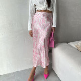 Women's Fashion Floral Print Midi Mermaid A-line Skirt