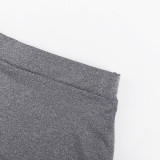 Short Hoodie women Top and High Waist Side Slit Skirt Unique Set
