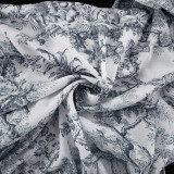 Chinese Style Ink Print Bubble Sleeve Stand Collar Retro A-line Dress