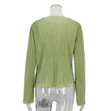 Fitted Trumpet Long Sleeve Pleated Shirt for Women