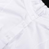 Women's shirt Stand Collar Flared Sleeve Detachable Waist Belt Elegant Dress