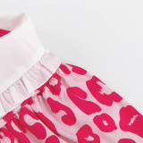 Long Sleeved High-waisted Printed A-line Dress With Ddoll Collar and Fluffy Skirt