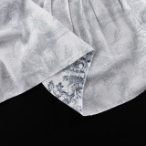Chinese Style Ink Print Bubble Sleeve Stand Collar Retro A-line Dress