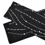 Women's Solid Color Mesh Beaded Long Sleeve Top Long Skirt Two Piece Set