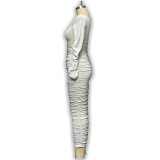 Women's Bodycon Long Sleeves Ruched Square Neck Party Club Midi Dress