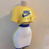 Highly Elastic Loose Irregular Top Bodycon Skirt Two-piece Set