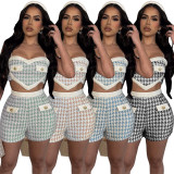 Casual Women's Clothing Houndstooth Two-piece Set