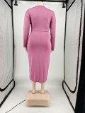Plus Size Print False Two-piece Midi Dress