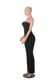 Shoulder-Baring Elegance Form-Fitting Comfort in Elastic Bodysuit Jumpsuit
