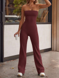 Shoulder-Baring Elegance Form-Fitting Comfort in Elastic Bodysuit Jumpsuit