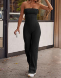 Shoulder-Baring Elegance Form-Fitting Comfort in Elastic Bodysuit Jumpsuit