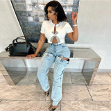Sexy Split Hot Drilling Crop Top
