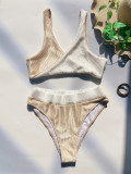 High-waisted Sexy Color Block Bikini Swimsuit for Women