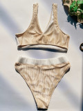 High-waisted Sexy Color Block Bikini Swimsuit for Women
