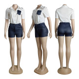 Casual Printed Short Sleeve Shorts Shirt Set