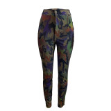 Spring Sexy Women's Clothing Tight Fitting Camo Trendy Pants