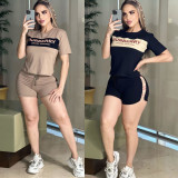 Casual Printed Short Sleeve Shorts Sets