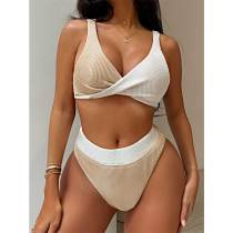 High-waisted Sexy Color Block Bikini Swimsuit for Women High-waisted Sexy Color Block Bikini Swimsuit for Women