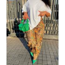 Spring Women's Casual Yellow Comfort Straight Pants
