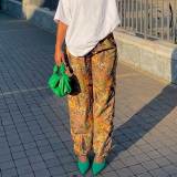 Spring Women's Casual Yellow Comfort Straight Pants