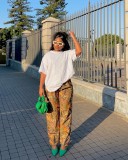 Spring Women's Casual Yellow Comfort Straight Pants