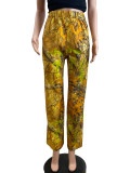 Spring Women's Casual Yellow Comfort Straight Pants