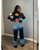 Street Trendy Cotton Denim Loose Straight Jeans