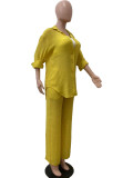 Casual Solid Buttons Shirt Collar Long Sleeve Two Pieces