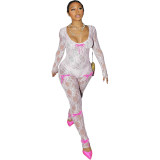Sexy Lace Jumpsuit with Personalized Ribbons