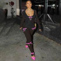 Sexy Lace Jumpsuit with Personalized Ribbons