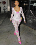 Sexy Lace Jumpsuit with Personalized Ribbons
