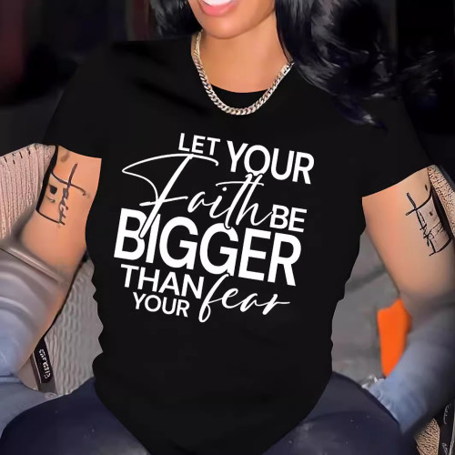 Fashion Street Fashion Letter Print Casual Round Neck Short T-Shirt