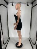 Fashion Contrasting Color Pit Backless Sleeveless Shorts Rompers