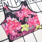 Summer Hot Printed Padded Two Piece Tank Top Long Trousers Swimsuit