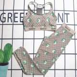 Summer Hot Printed Padded Two Piece Tank Top Long Trousers Swimsuit