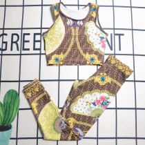 Summer Hot Printed Padded Two Piece Tank Top Long Trousers Swimsuit