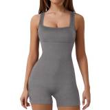 Casual Sleeveless Backless Solid Color Skinny Athletic 1 Piece Rompers