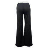 Solid Color Patchwork Casual Pants