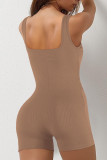 Casual Sleeveless Backless Solid Color Skinny Athletic 1 Piece Rompers