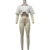 Women's Short Sleeve Unique Solid Crop Shirt