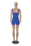 Casual Sleeveless Backless Solid Color Skinny Athletic 1 Piece Rompers