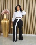 Solid Color Patchwork Casual Pants