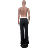 Solid Color Patchwork Casual Pants